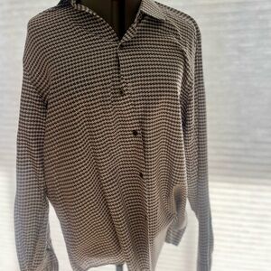 Black and White Houndstooth Button-Up Shirt